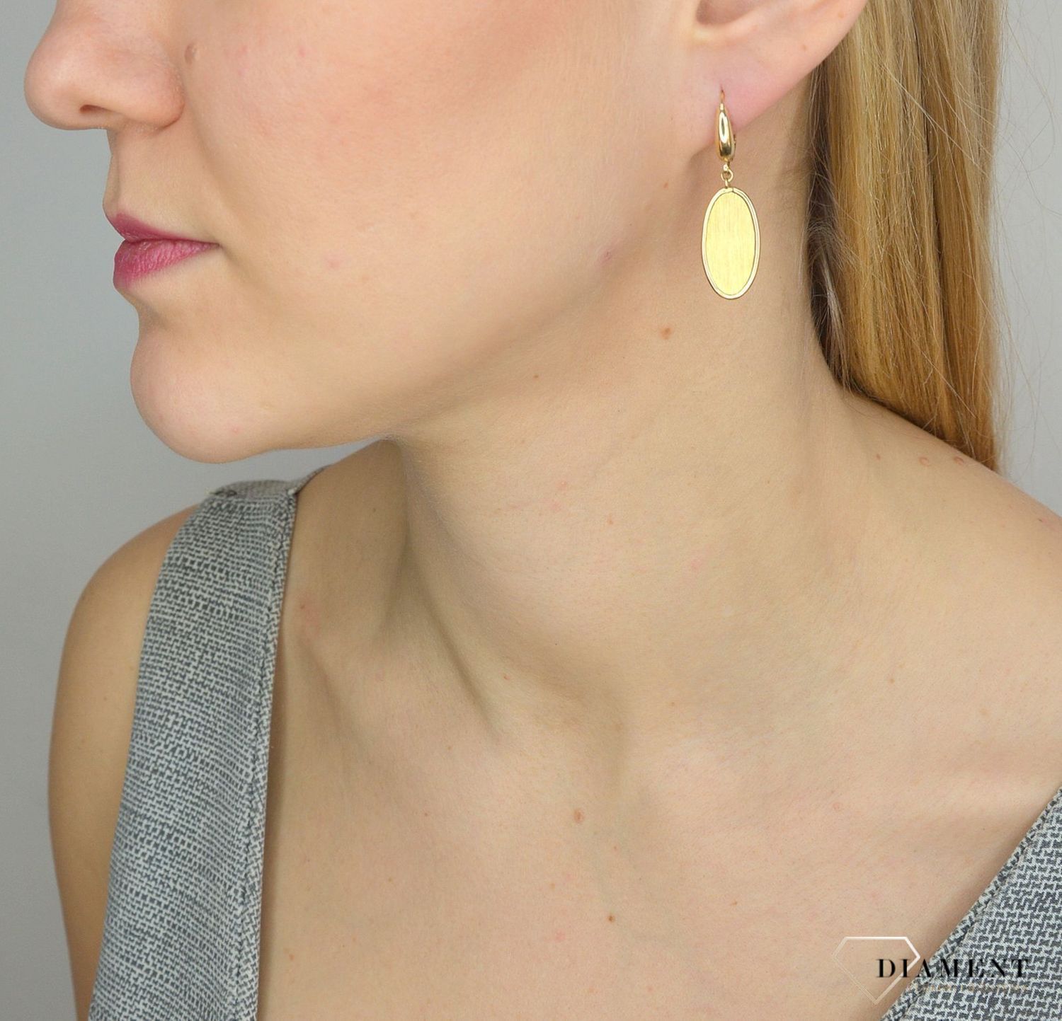 Złote kolczyki owalne, matowe Dall'Acqua Gold KS1 AG 090.jpg